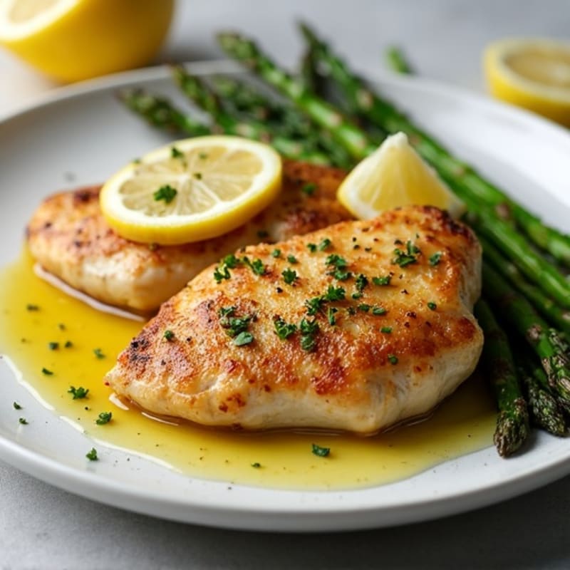 Lemon-Garlic Pan-Seared Chicken with Roasted Asparagus