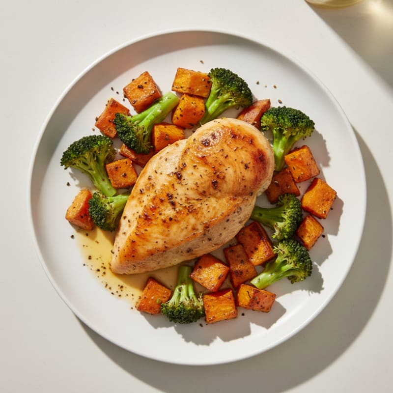 Baked Chicken with Roasted Sweet Potatoes