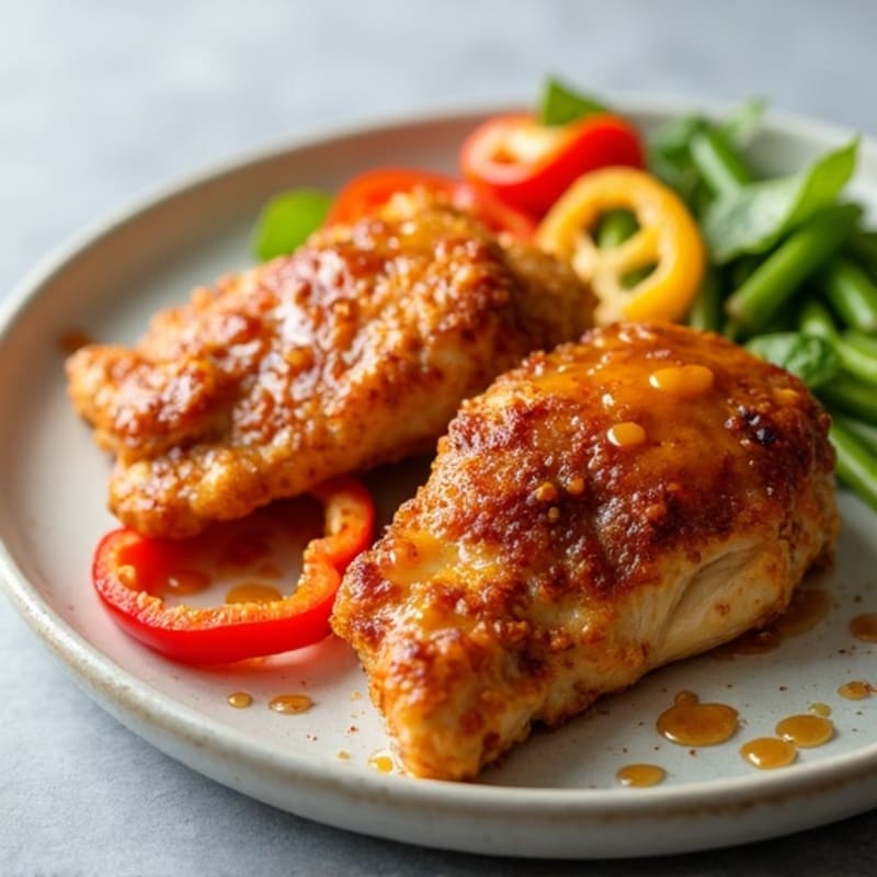 Crispy Baked Sweet & Sour Chicken with Roasted Bell Peppers