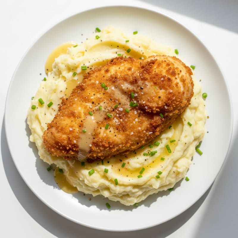Crispy Buttermilk Fried Chicken with Creamy Mashed Potatoes