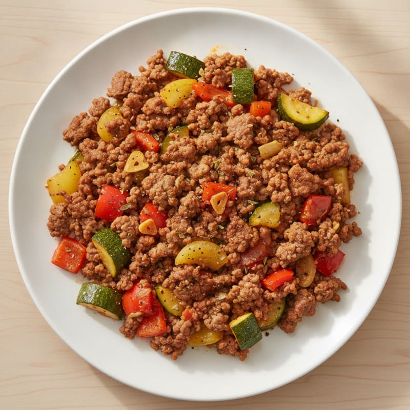 Savory Ground Beef and Garden Vegetable Skillet