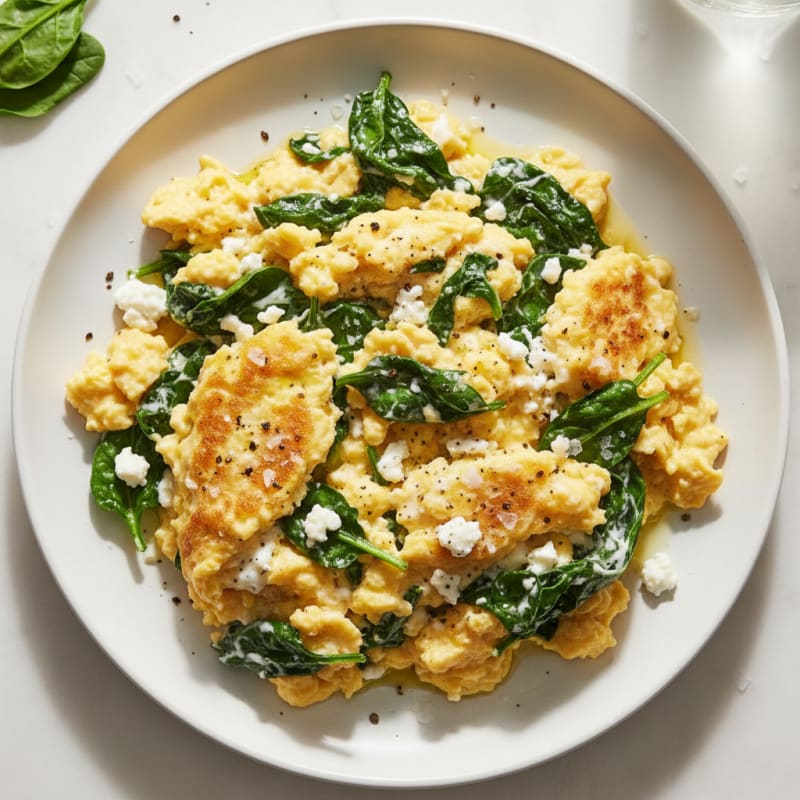 Creamy Spinach and Feta Scrambled Eggs