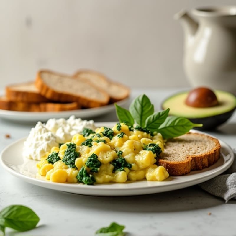 Egg White and Spinach Scramble with Cottage Cheese