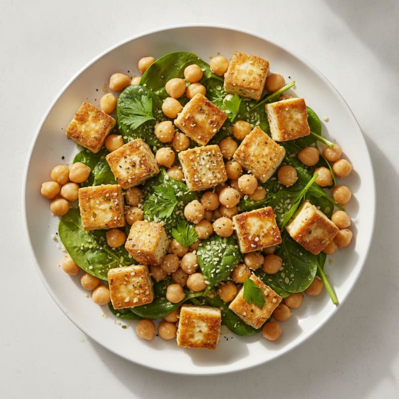 Lemon-Herb Tofu and Chickpea Skillet