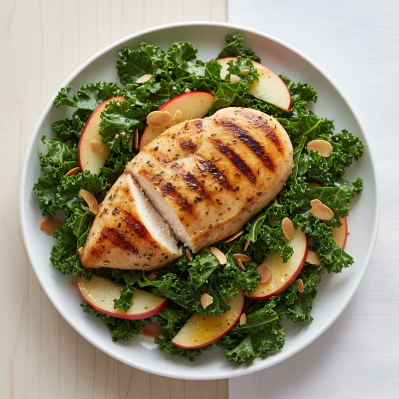 Grilled Chicken Breast with Crunchy Kale Salad
