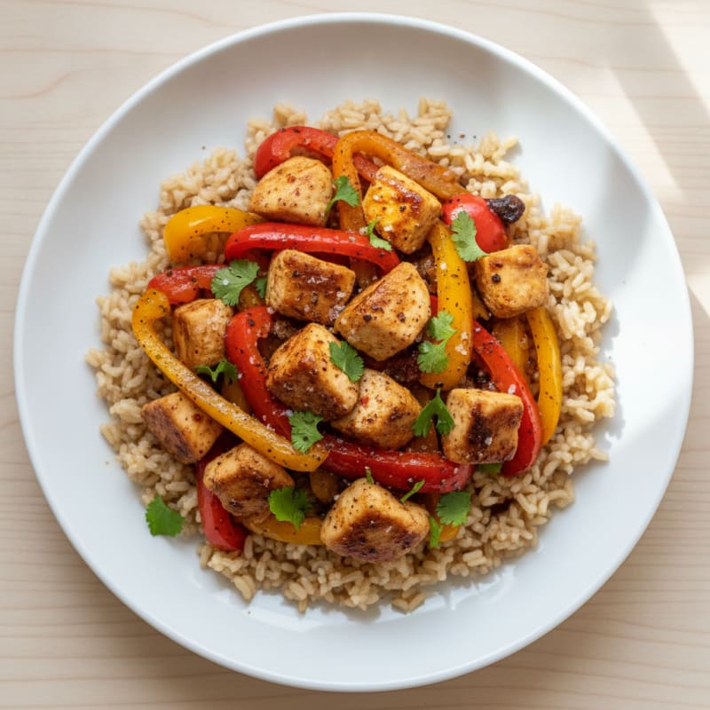 Chicken and Bell Pepper Rice Bowl