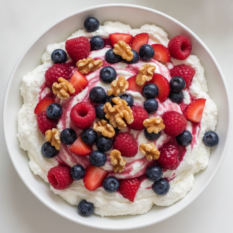 Greek Yogurt Protein Mousse with Mixed Berries