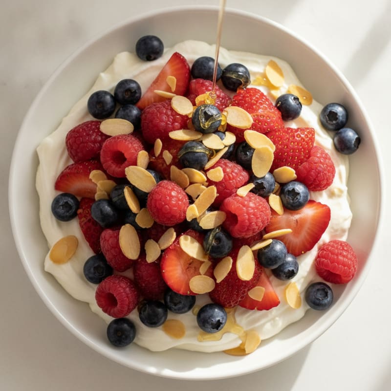 Silky Greek Yogurt Protein Pudding with Mixed Berries