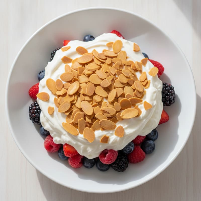 Greek Yogurt Protein Parfait with Mixed Berries and Almonds