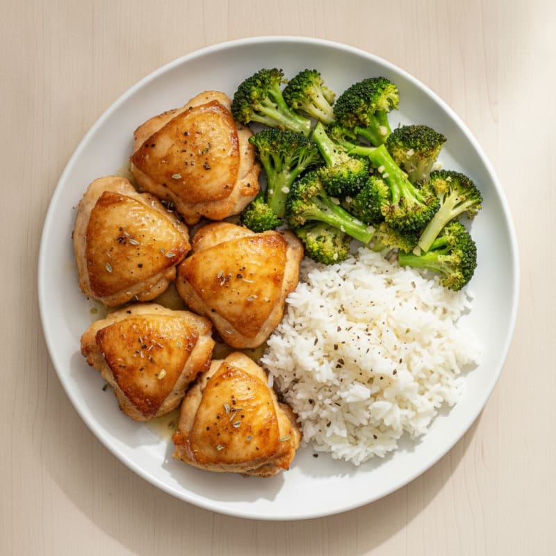 Roasted Chicken Thighs with Garlic Broccoli