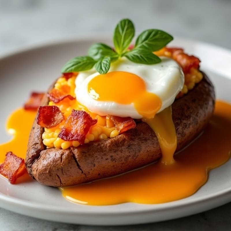 Crispy Bacon-Stuffed Sweet Potato with Sharp Cheddar