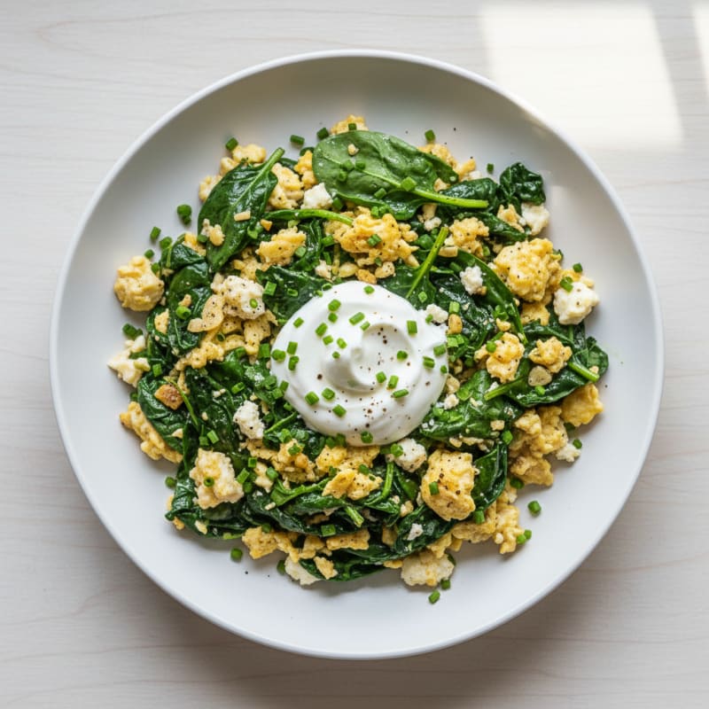 Creamy Spinach and Feta Scramble