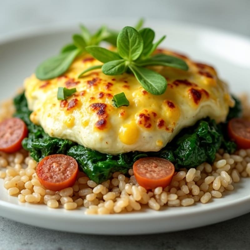 Egg White and Chicken Sausage Scramble with Spinach
