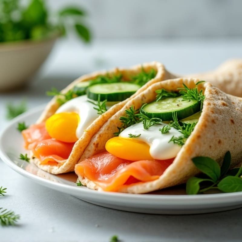 Smoked Salmon and Egg Whole Wheat Wraps with Creamy Tzatziki
