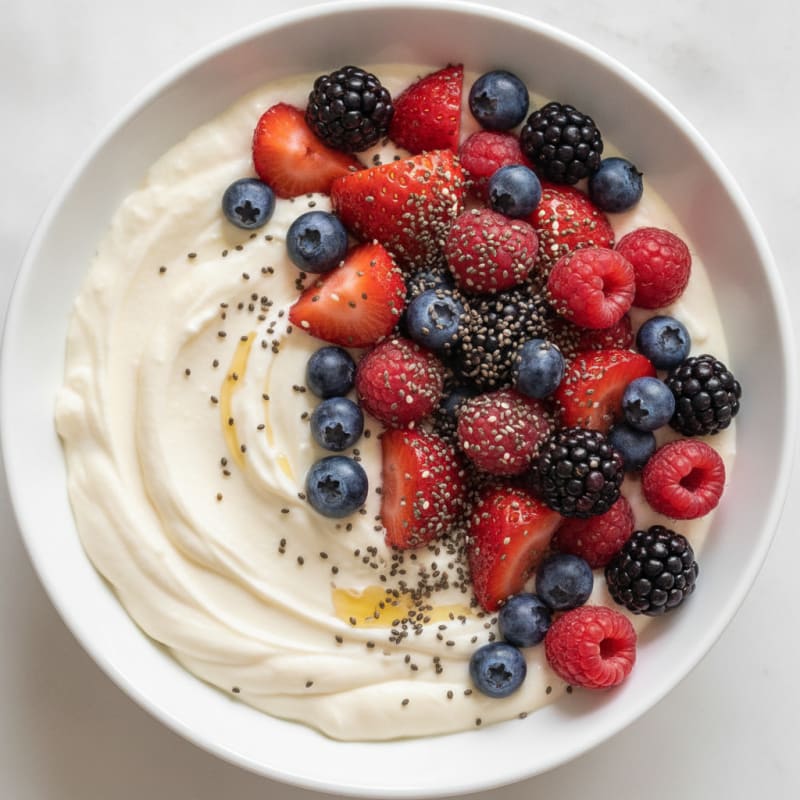 Silky Vanilla Greek Yogurt Protein Bowl with Mixed Berries
