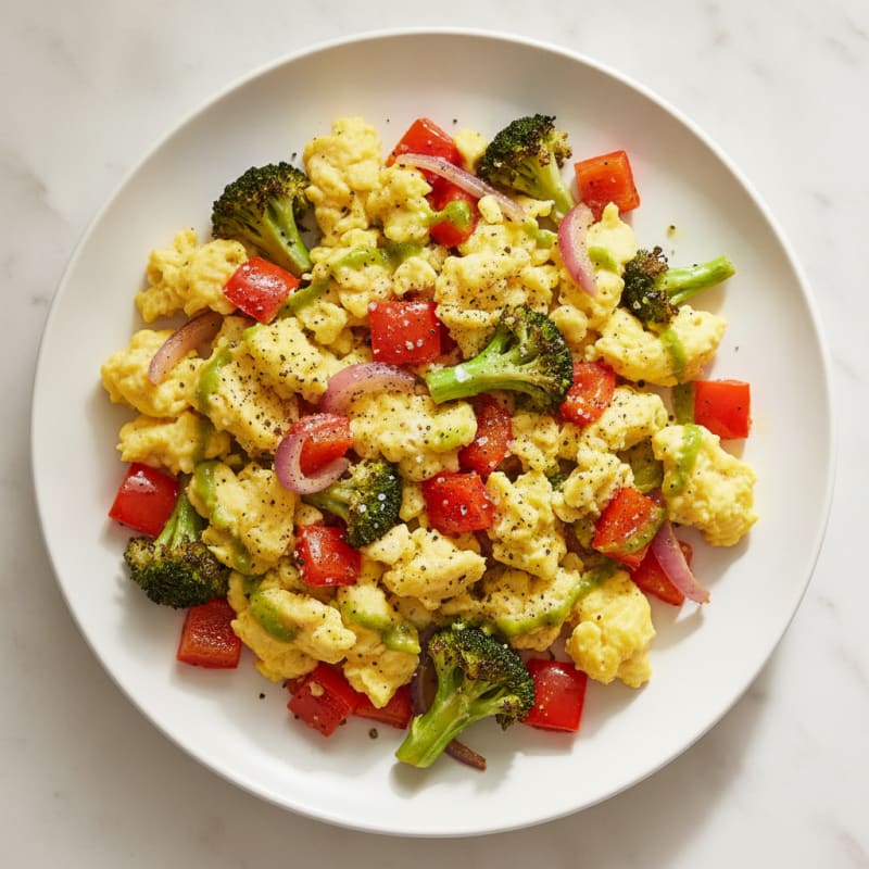 Hearty Scrambled Eggs with Roasted Vegetables
