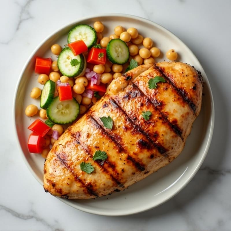 Grilled Chicken Breast with Crunchy Chickpea Salad
