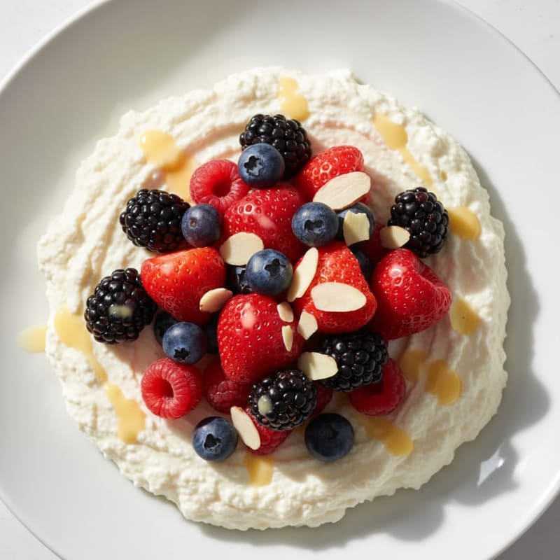 Silky Cottage Cheese Protein Pudding with Mixed Berries