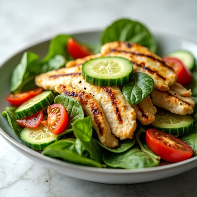 Fresh Crunchy Veggie Salad with Spinach and Tomato
