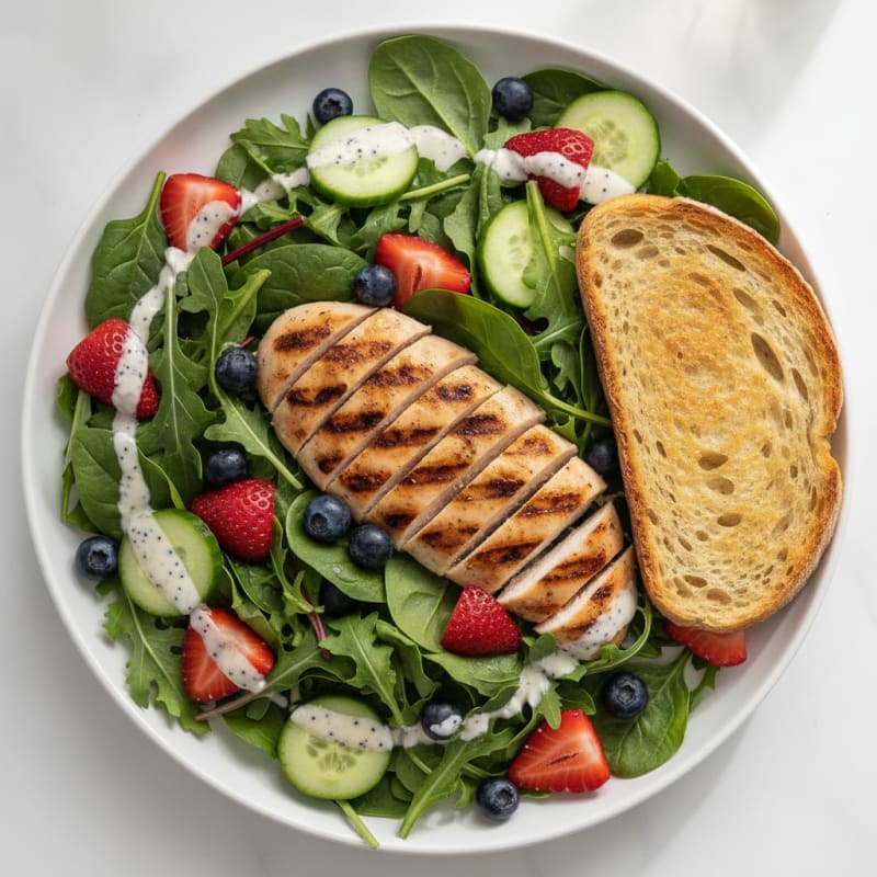 Grilled Chicken Salad with Mixed Greens and Berries