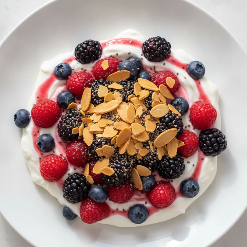 Greek Yogurt Protein Parfait with Mixed Berries