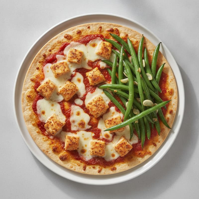 Crispy Chicken Pizza with String Beans and Light Cheese