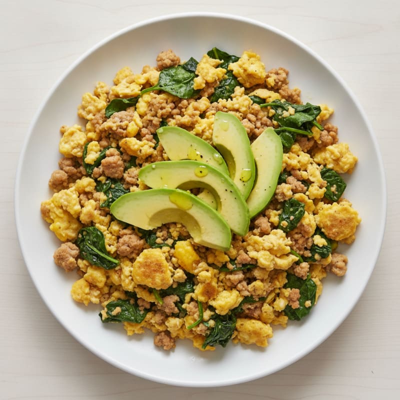 Ground Turkey and Spinach Egg Scramble