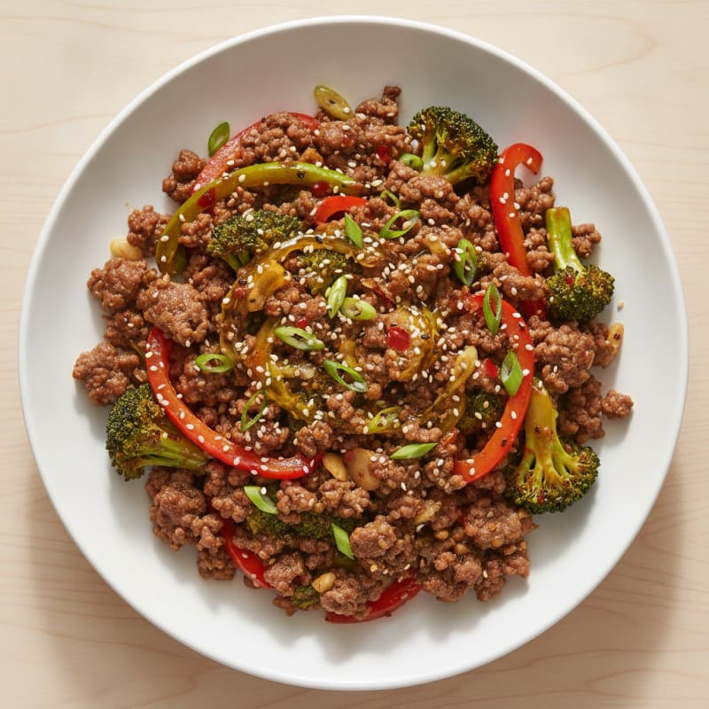 Sesame Ground Beef Stir-Fry