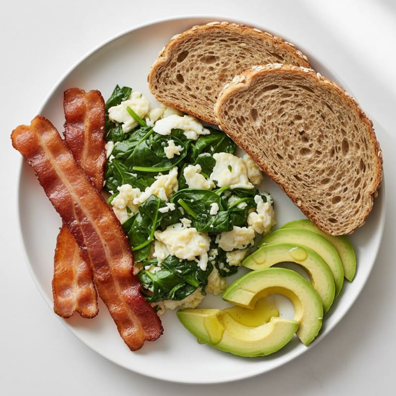 Scrambled Egg Whites with Spinach and Turkey Bacon