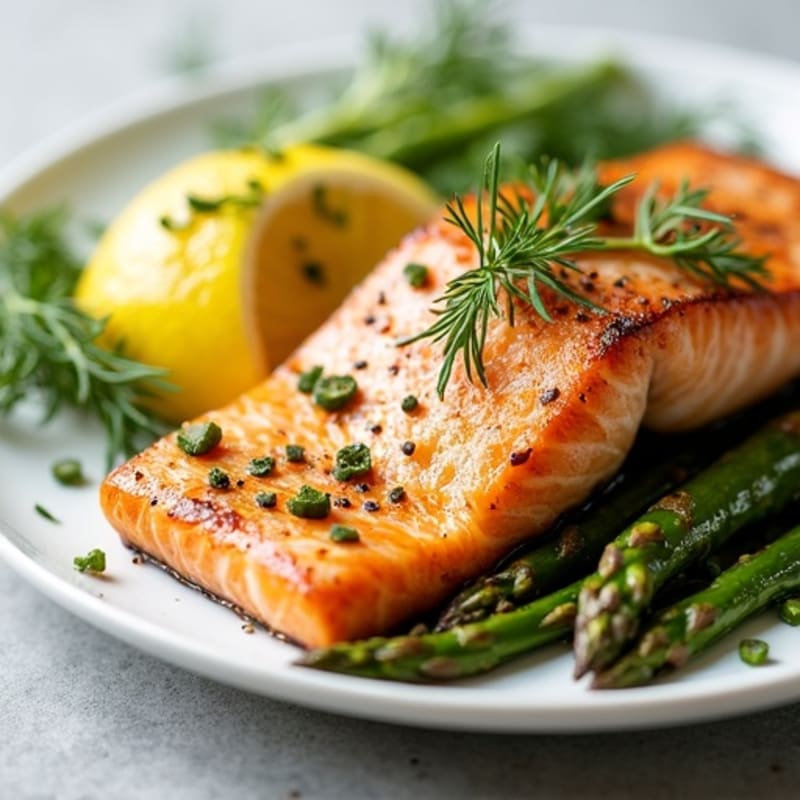 Lemon-Herb Roasted Salmon with Roasted Asparagus