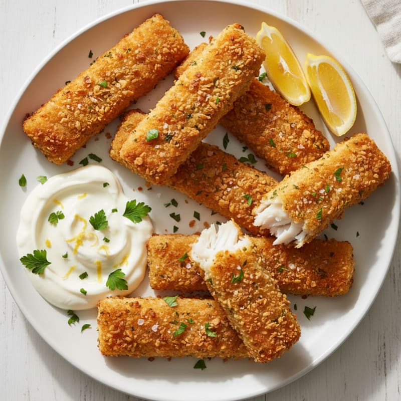 Crispy Golden Fish Sticks with Zesty Lemon