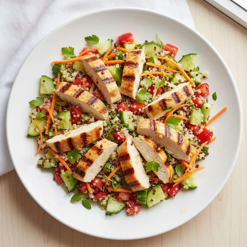 Grilled Chicken and Quinoa Salad with Crunchy Vegetables