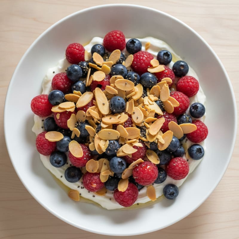 Greek Yogurt Protein Parfait with Berries and Almonds