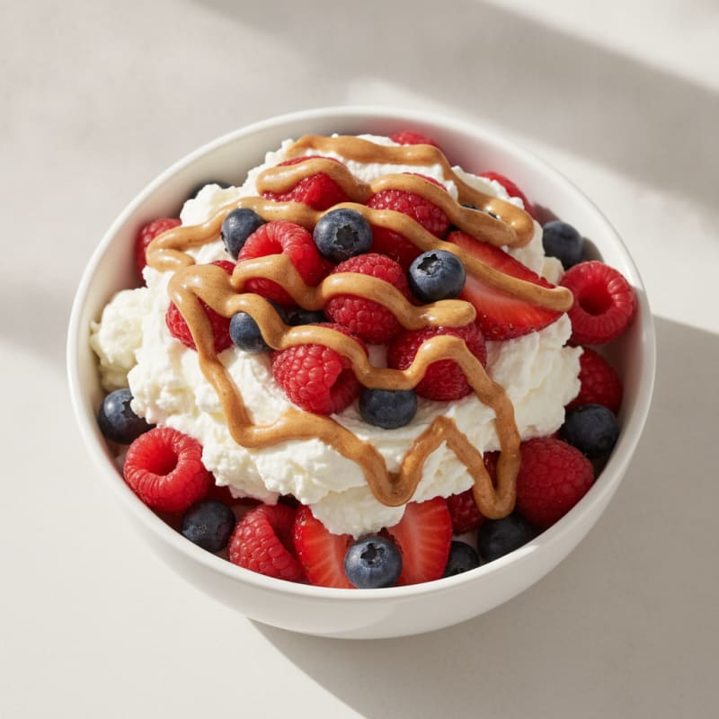 Greek Yogurt Protein Parfait with Mixed Berries and Almond Butter