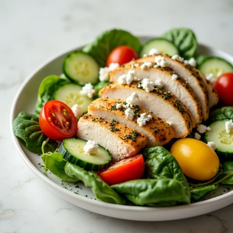 Lemon-Herb Chicken Salad with Crisp Greens and Tangy Feta