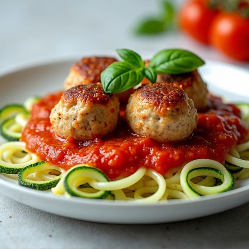 Lean Turkey Meatballs with Zucchini Noodles and Fresh Tomato Sauce