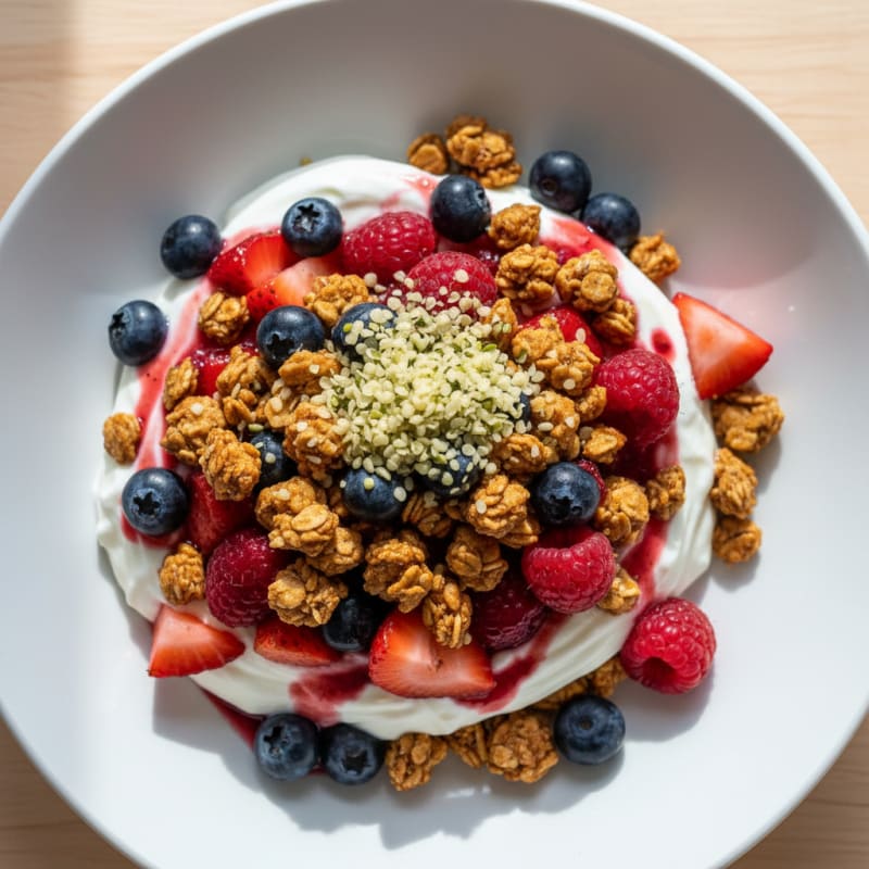 Creamy Greek Yogurt Parfait with Mixed Berries and Protein Granola