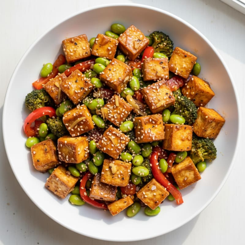 Sesame Tofu Stir-Fry with Mixed Vegetables