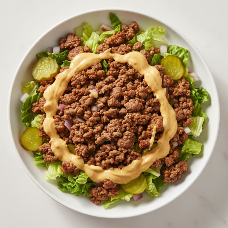 Creamy Ground Beef Big Mac Bowl