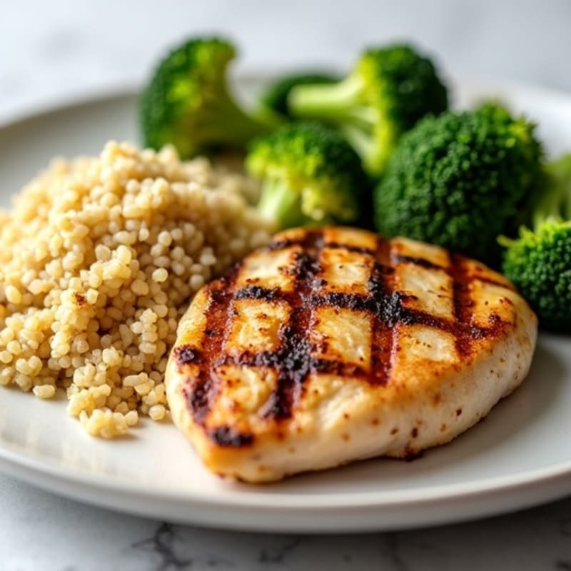Grilled Chicken Breast with Quinoa and Steamed Broccoli