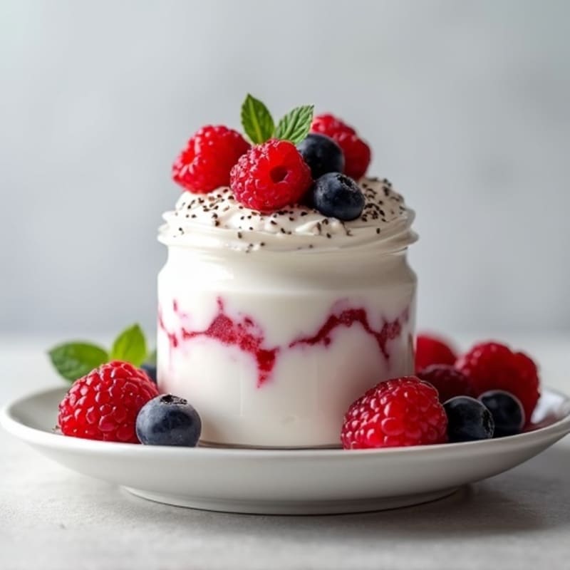 Greek Yogurt Protein Mousse with Mixed Berries