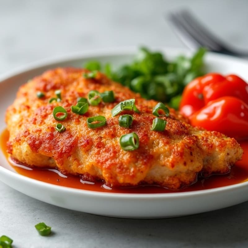 Crispy Baked Sweet and Sour Chicken with Roasted Bell Peppers