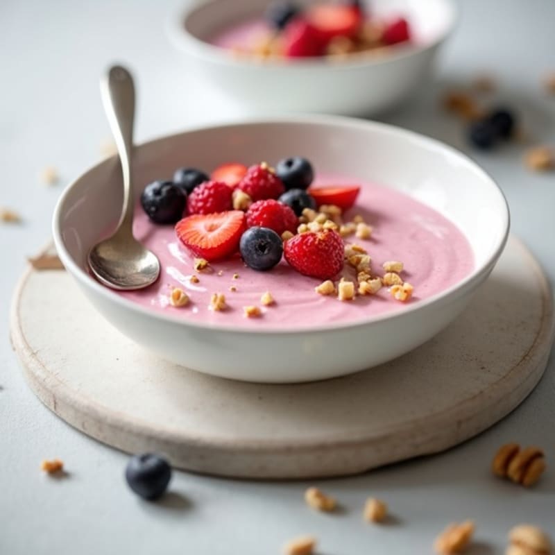 Silky Tofu Protein Pudding with Mixed Berries and Chopped Nuts