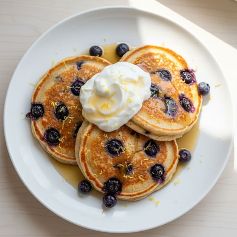 Blueberry Ricotta Pancakes with Lemon Zest