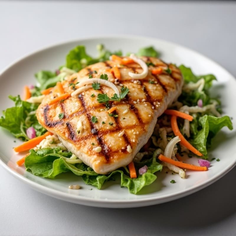 Grilled Chicken Breast with Crunchy Cabbage Slaw
