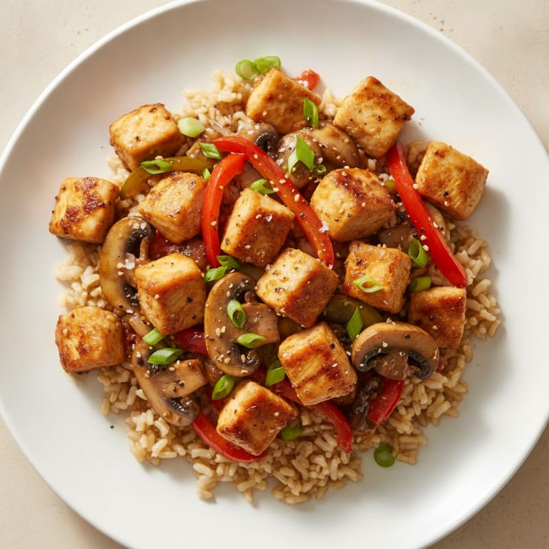 Chicken and Mushroom Stir-Fry with Scallions