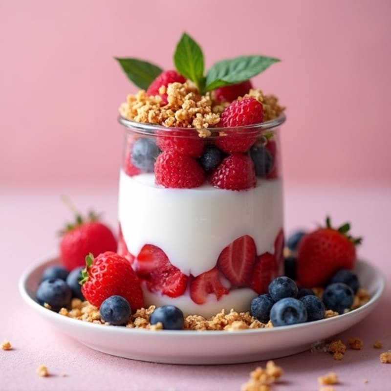 Greek Yogurt Protein Parfait with Mixed Berries
