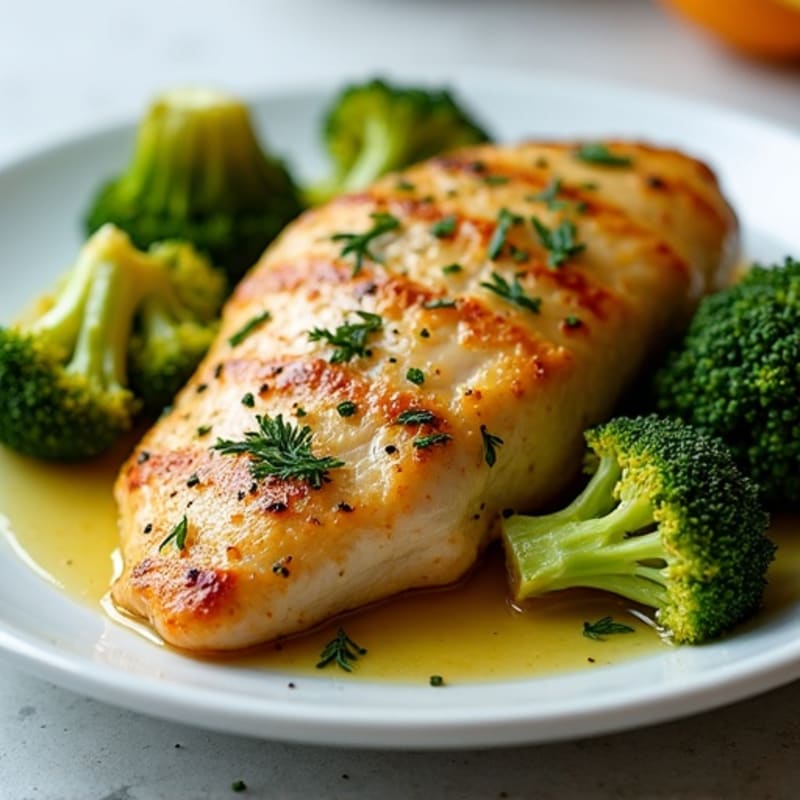Lemon Herb Roasted Chicken Breast with Crispy Roasted Broccoli