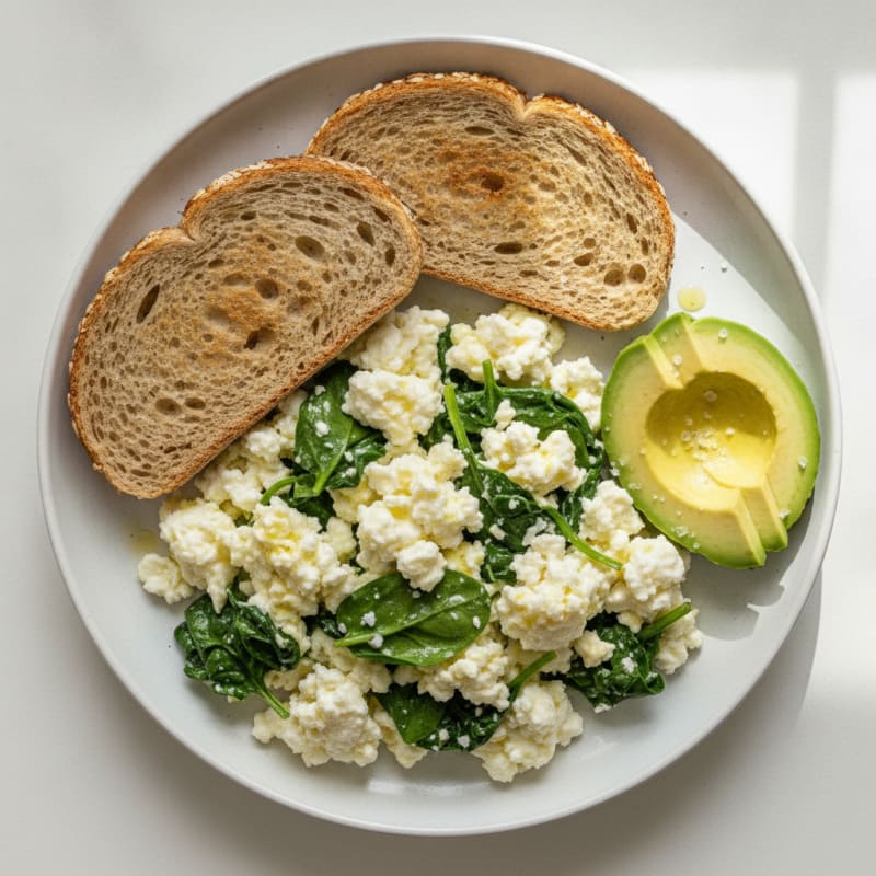 Egg White and Cottage Cheese Scramble with Spinach