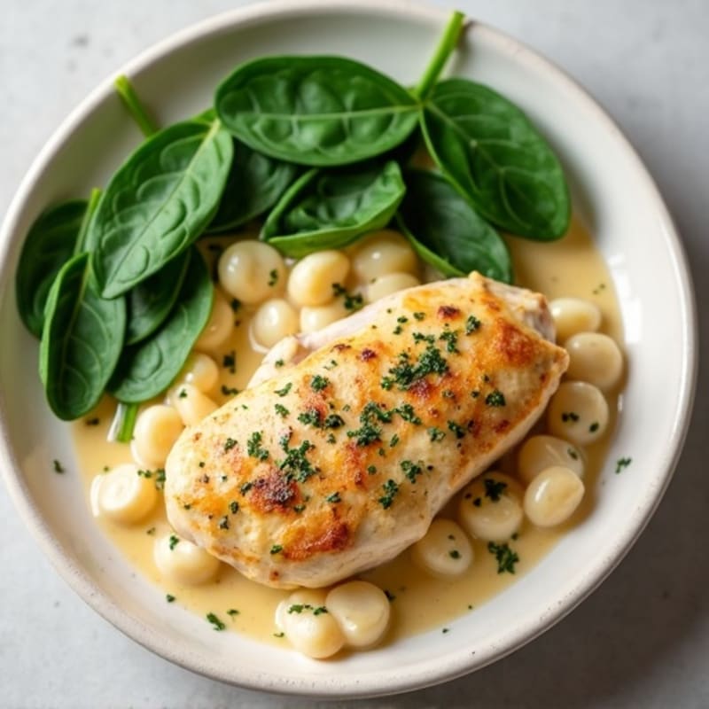 Creamy Garlic Chicken with Fresh Spinach